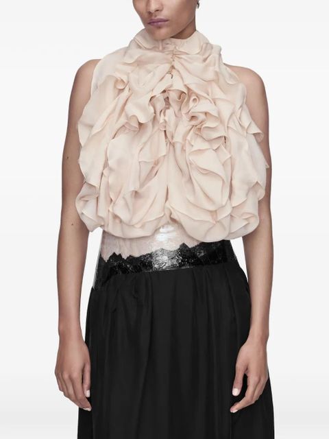 Maison Margiela ruffled halter top - Neutrals