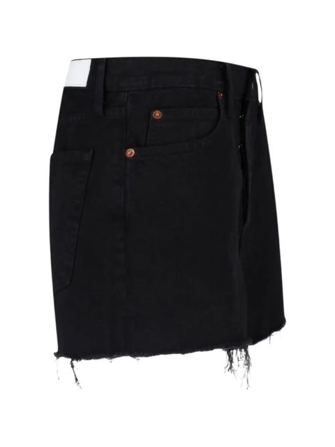 RE/DONE The Breezy raw-cut frayed shorts - Black