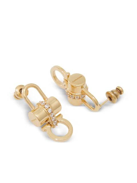 Ferragamo crystal embellished padlock earrings - Gold