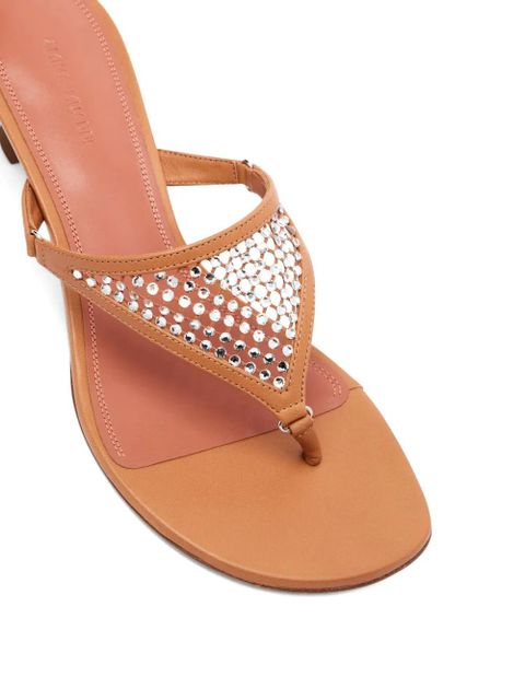 Amina Muaddi 45mm Cameron crystal-embellished leather sandals - Brown