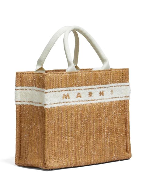 Marni embroidered logo tote bag - Neutrals