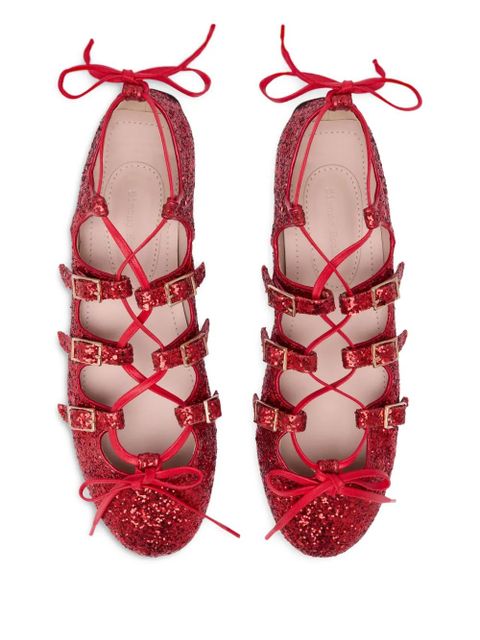 Simone Rocha Ghillie ballerina shoes - Red