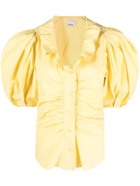 ISABEL MARANT ruffle-neck ruched blouse - Yellow - zdjęcie produktu nr 1