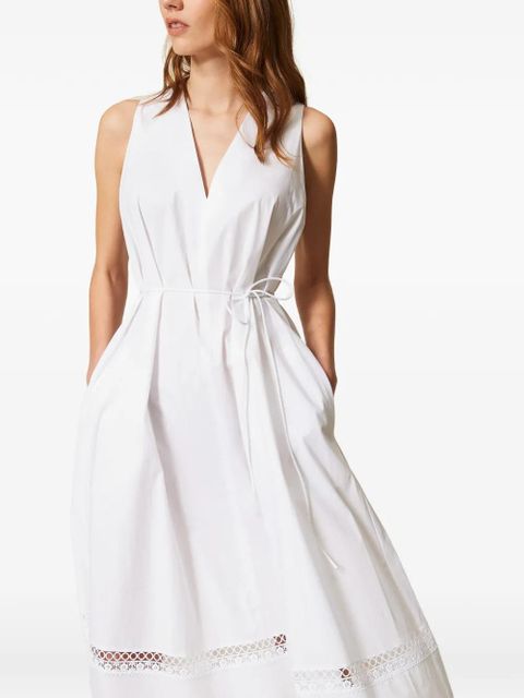 TWINSET lace-trimmed V-neck midi dress - White - zdjęcie produktu nr 2