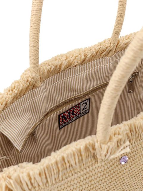 MC2 Saint Barth crystal-embellished frayed tote bag - Neutrals