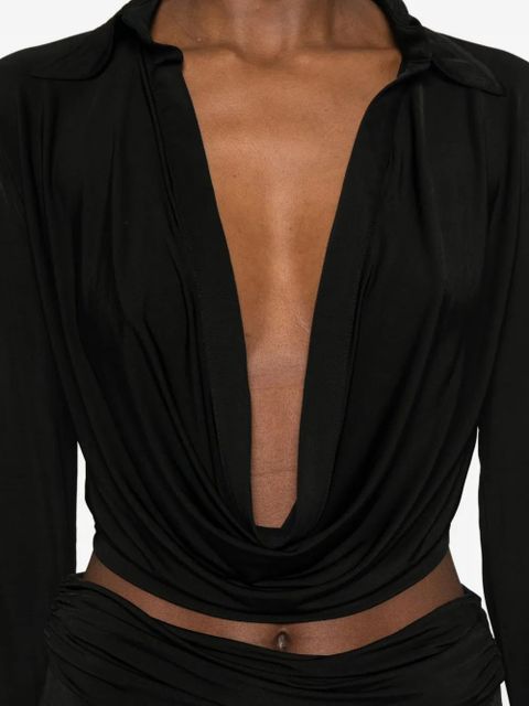 Aya Muse draped collared top - Black