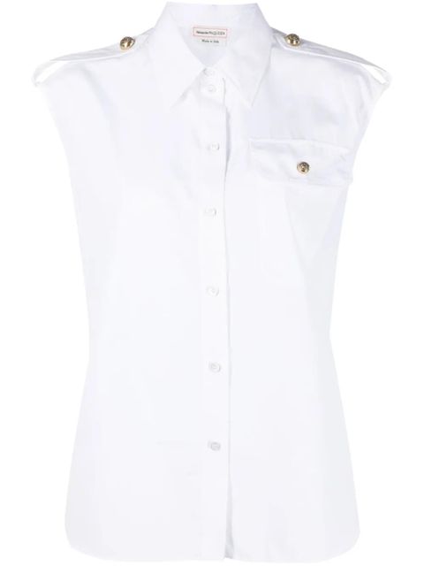 Alexander McQueen Military-pocket sleeveless shirt - White - zdjęcie produktu nr 1