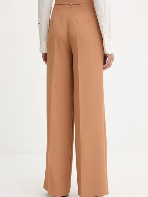 Twinset spodnie damskie kolor brązowy szerokie high waist 252TP2284 - zdjęcie produktu nr 2