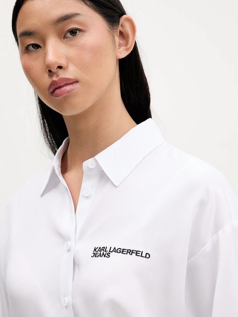 Karl Lagerfeld Jeans koszula damska kolor biały relaxed z kołnierzykiem klasycznym B1W11026