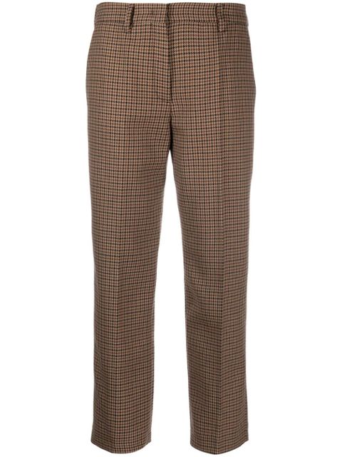 Prada houndstooth-check wool trousers - Brown - zdjęcie produktu nr 1