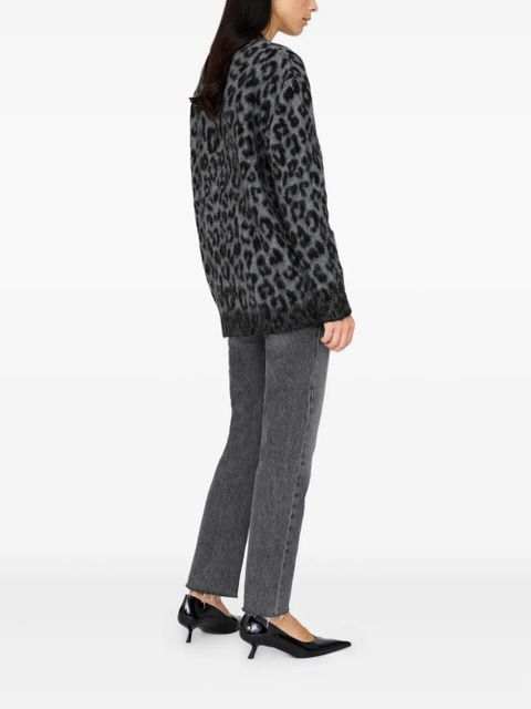 ANINE BING Banks leopard-print button cardigan - Grey
