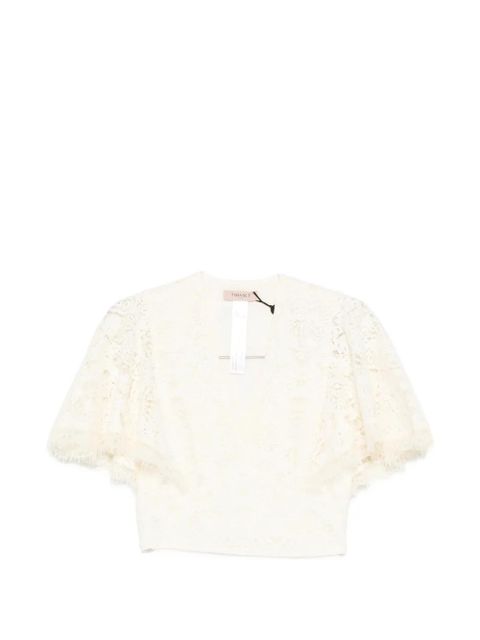 TWINSET lace flared-sleeves blouse - Neutrals - zdjęcie produktu nr 1