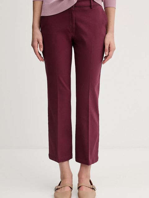 Sisley spodnie damskie kolor bordowy proste medium waist - zdjęcie produktu nr 1