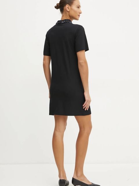 Karl Lagerfeld sukienka bawełniana kolor czarny mini prosta A1W13042