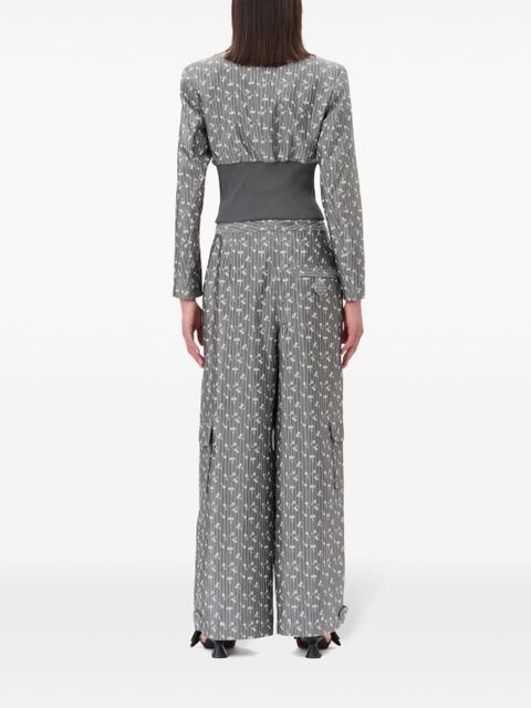 GANNI jacquard cropped blazer - Grey