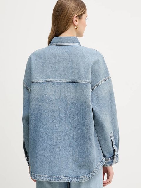 Calvin Klein Jeans koszula jeansowa damska kolor niebieski relaxed z kołnierzykiem klasycznym LV047E753G - zdjęcie produktu nr 2