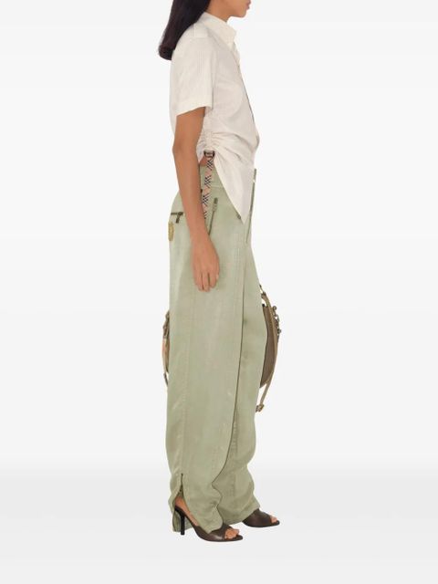 Burberry crest-embroidered trousers - Green