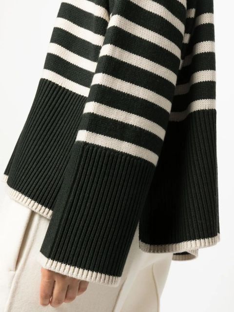 TOTEME striped wool-cotton jumper - Green
