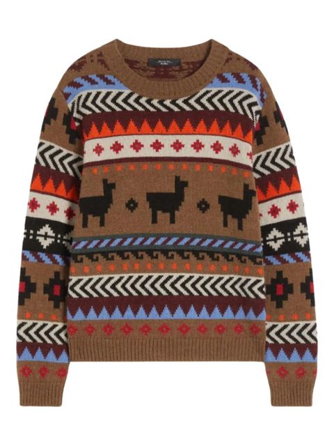 Weekend Max Mara llama-pattern crew-neck sweater - Brown - zdjęcie produktu nr 1