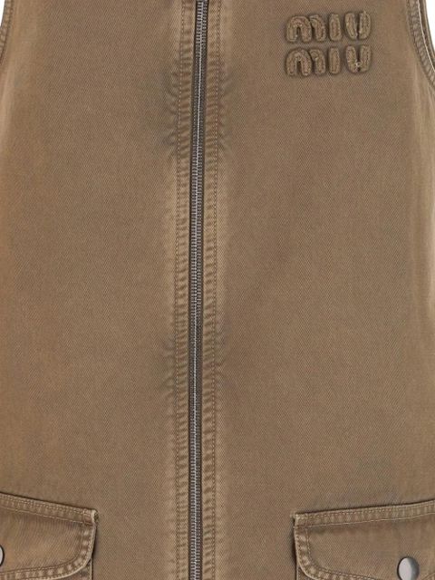 Miu Miu logo-motif denim dress - Brown
