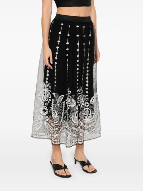 Maje lace-detail maxi skirt - Black