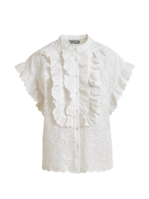 Essentiel Antwerp broderie-anglaise ruffled-detail shirt - White - zdjęcie produktu nr 1
