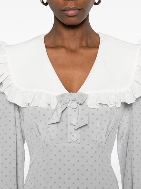 Alessandra Rich ruffled polka dot midi dress - Grey