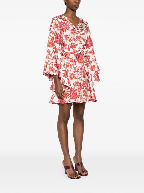 ETRO floral-print tie-waist mini dress - White
