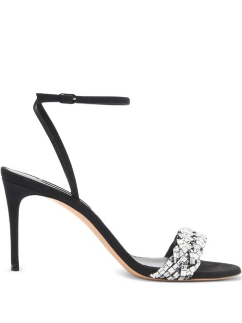 Casadei 80mm Julia embellished-braided sandals - Black - zdjęcie produktu nr 1