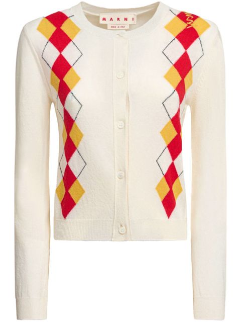 Marni diamond-pattern cardigan - White - zdjęcie produktu nr 1