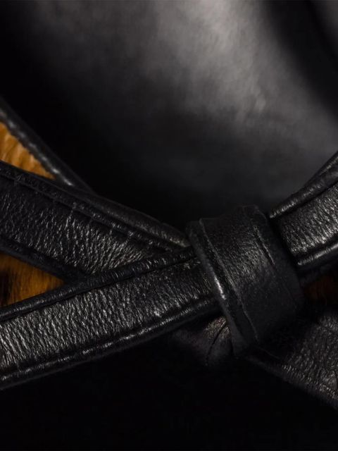 Miu Miu logo bow leather sandals - Brown