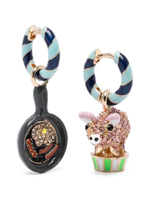 Essentiel Antwerp Jubby striped-detail charm earrings - Blue - zdjęcie produktu nr 1