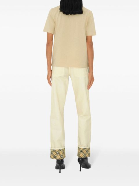 Burberry logo-embroidered cotton T-shirt - Neutrals
