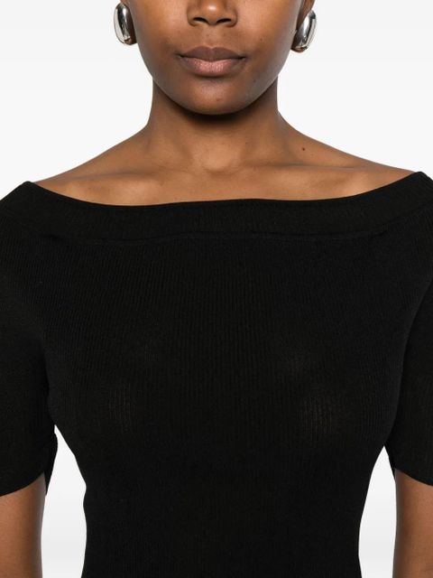KHAITE boat-neck ribbed knitted top - Black - zdjęcie produktu nr 2