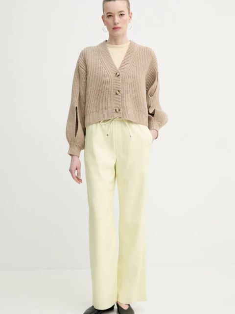 Nanushka kardigan wełniany KAROLIN damski kolor beżowy NW25RSCA11974