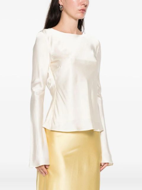 GANNI long sleeve blouse - Neutrals