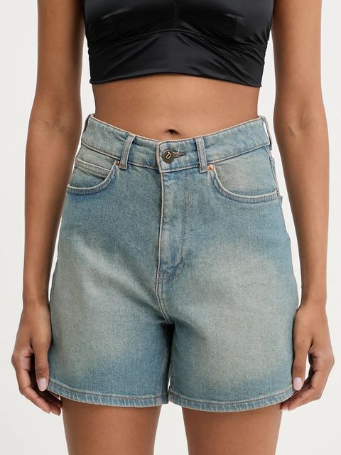 Answear.LAB szorty jeansowe damskie kolor niebieski gładkie high waist