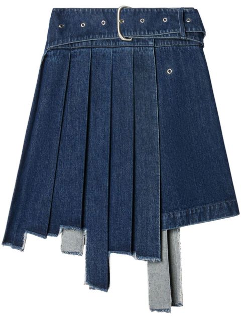 Off-White pleated asymmetric denim skirt - Blue - zdjęcie produktu nr 1