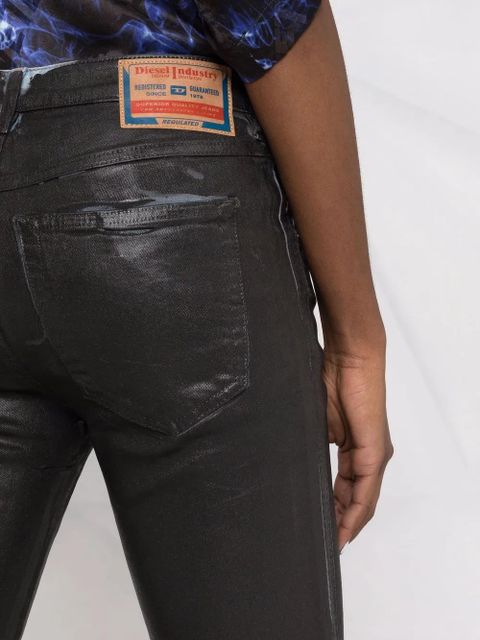 Diesel wax-coated five-pocket shorts - Black