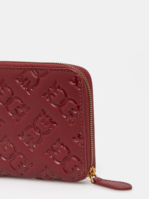 Pinko portfel skórzany damski kolor bordowy 100249 A1YB