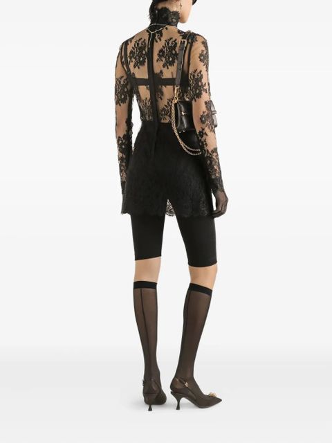 Dolce & Gabbana lace high-neck mini dress - Black