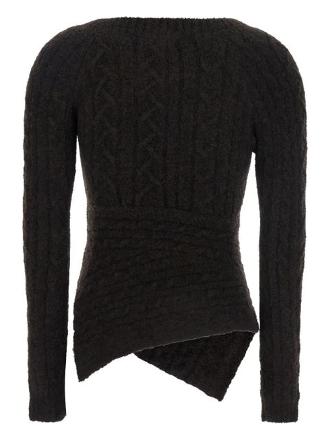 The Attico cable-knit asymmetric sweater - Brown