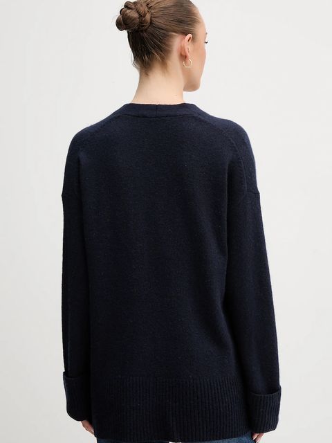 United Colors of Benetton kardigan z dodatkiem wełny damski kolor granatowy 126WD604Z