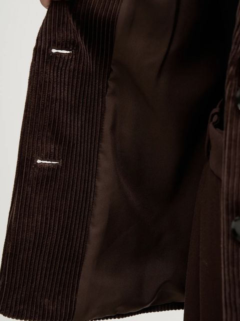 Sisley marynarka sztruksowa kolor brązowy jednorzędowa gładka 29L0LW03J