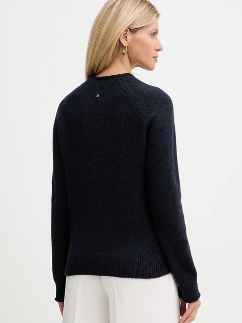 BOSS Orange sweter z dodatkiem wełny damski kolor granatowy lekki z półgolfem 50548930