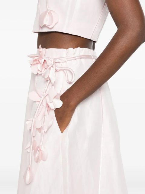 Aje floral-embellished midi skirt - Pink