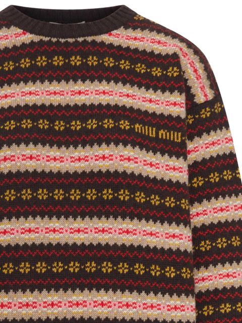 Miu Miu jacquard-knit wool sweater - Brown