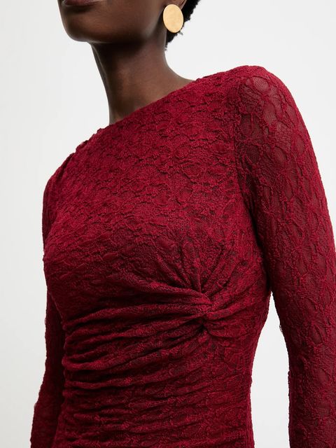 Answear.LAB sukienka kolor bordowy maxi dopasowana