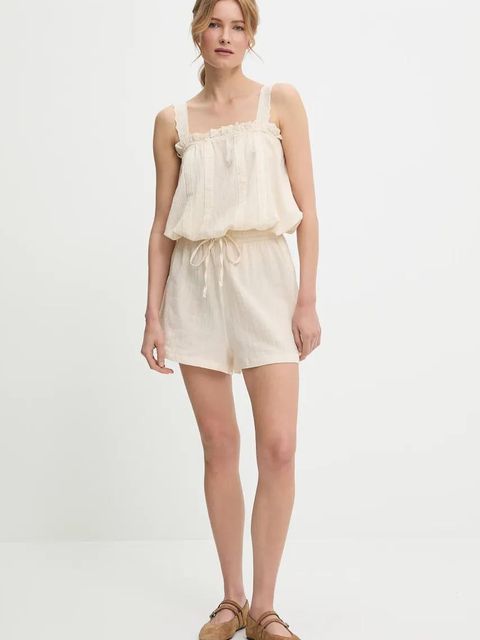 Answear.LAB bluzka i szorty bawełniane damski kolor beżowy