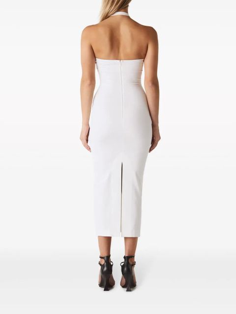 The Attico decorative-buckle halterneck dress - White